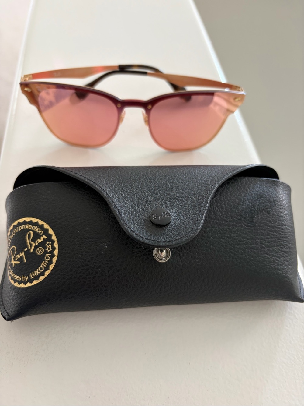 Ray-Ban Rose Gold Frame with Pink Gradient Lenses Women's Sunglasses